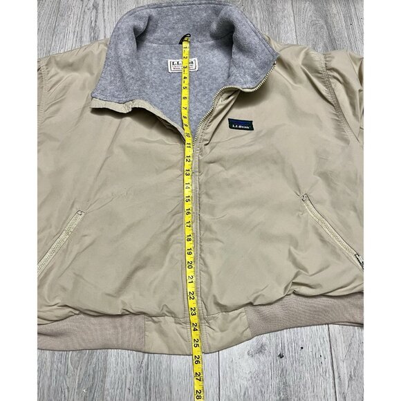 Vintage LL Bean Khaki Tan Nylon Fleece Lined Zip Warm-Up Jacket Men’s Size M/L - Picture 5 of 6